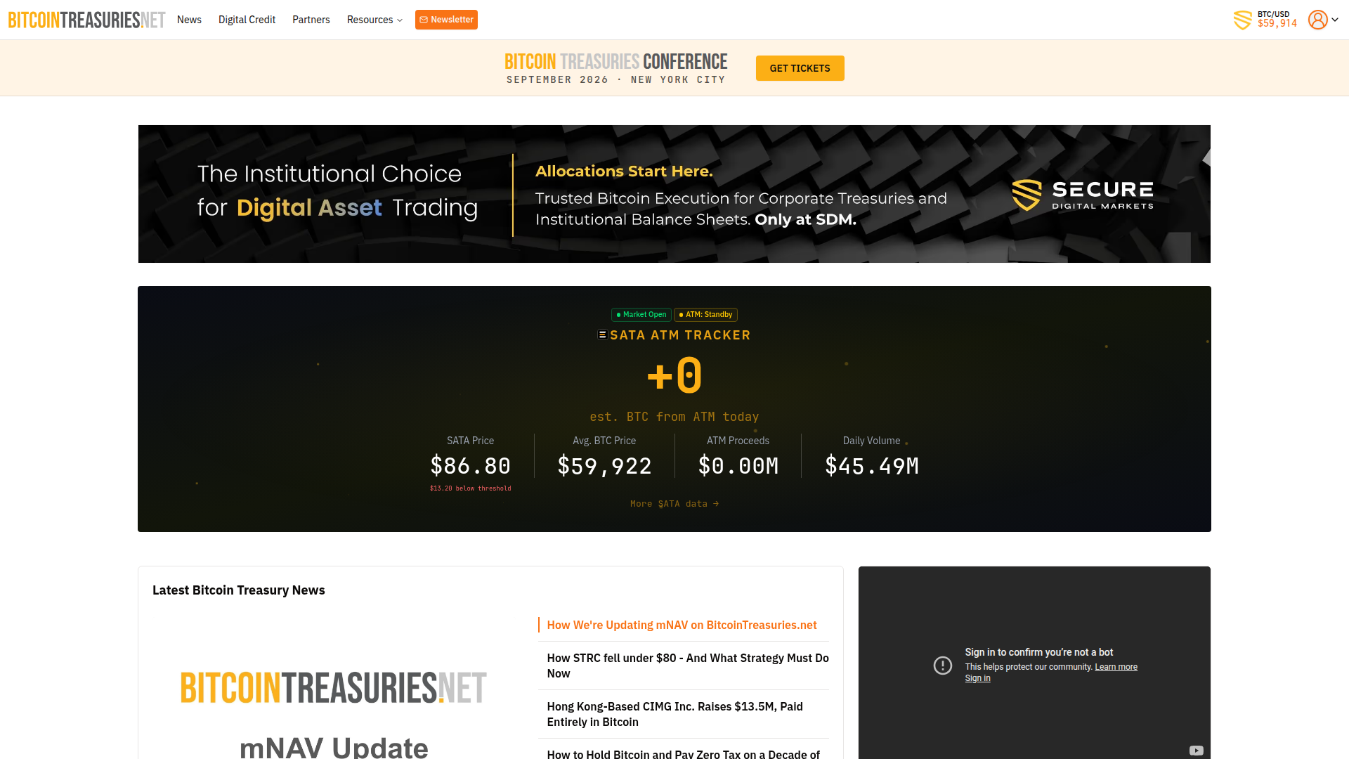 Bitcoin Treasuries screenshot