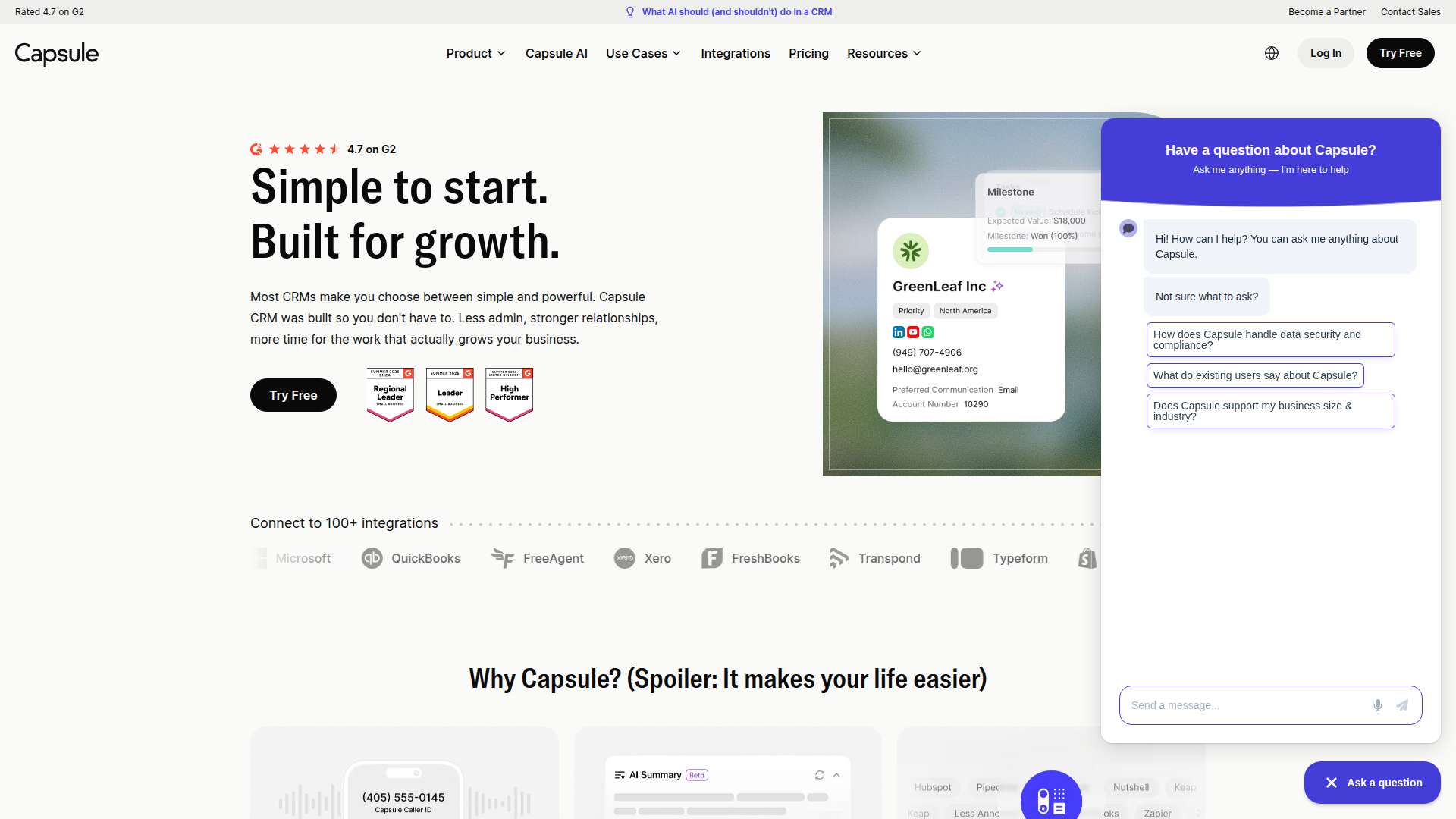 Capsule CRM screenshot