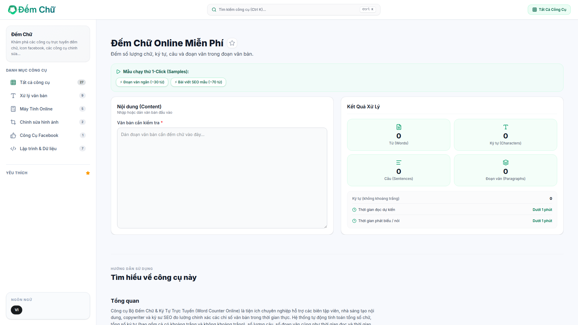 Đếm Chữ Online screenshot