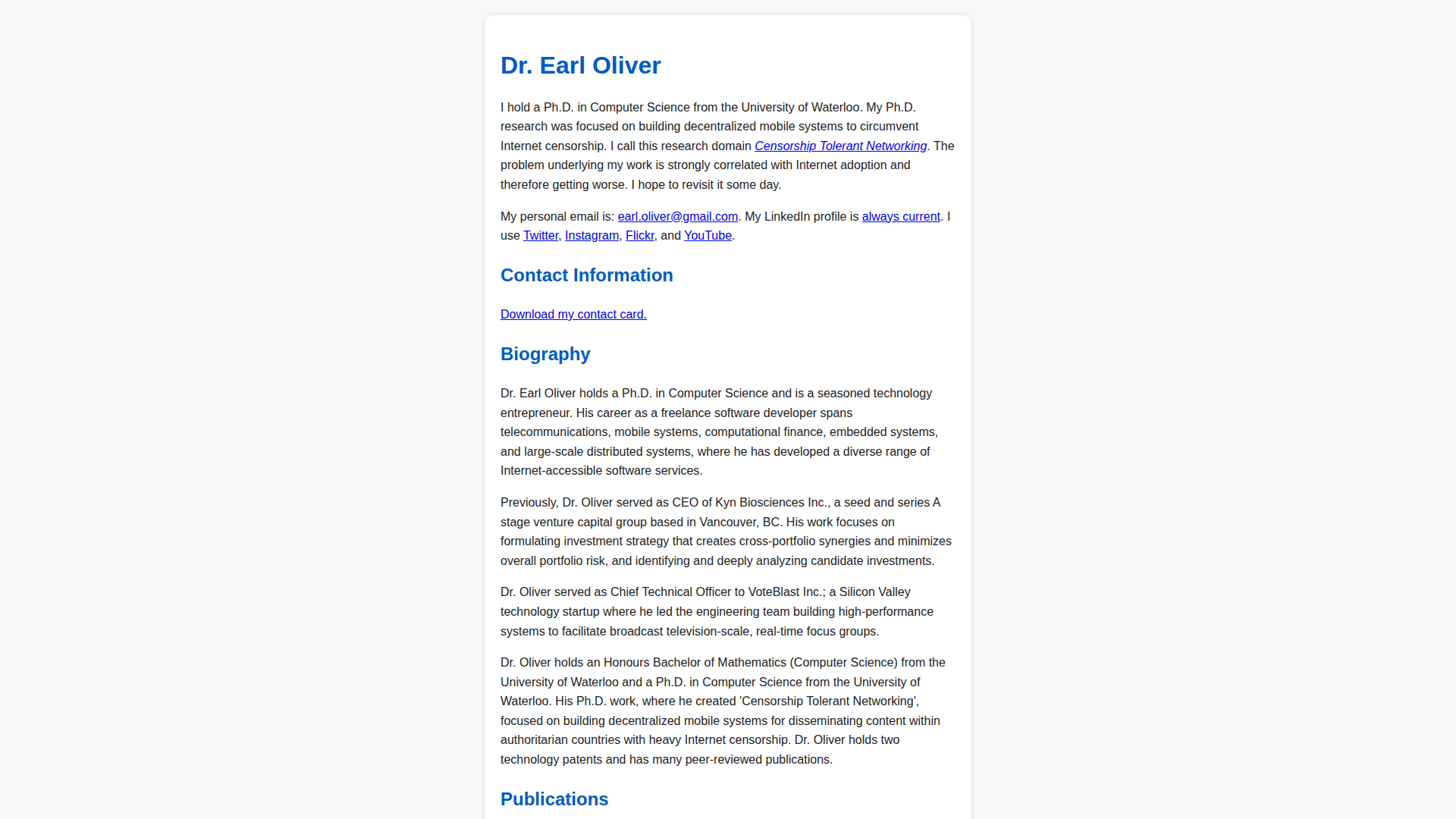 Dr. Earl Oliver screenshot