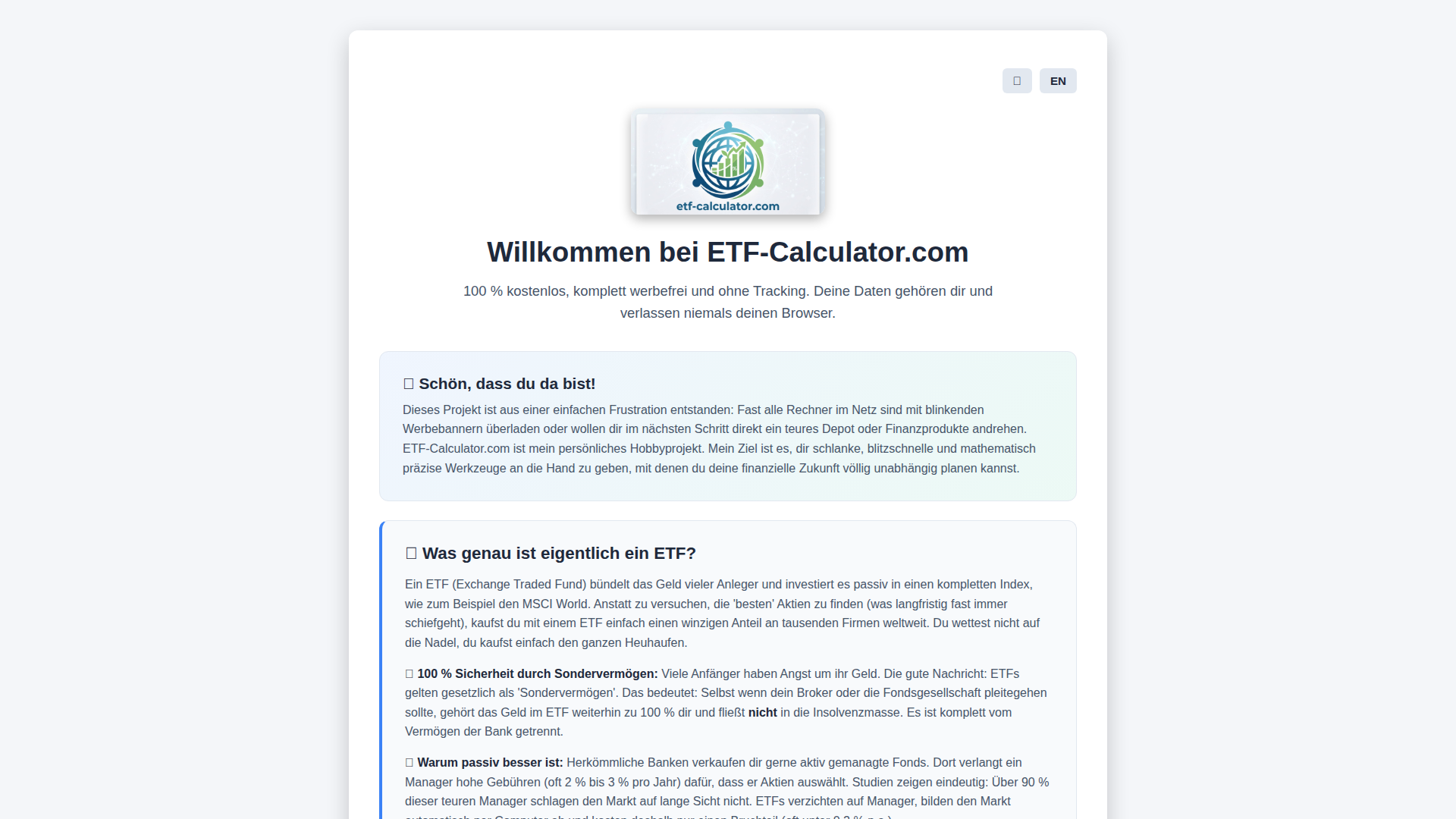 ETF Calculator screenshot