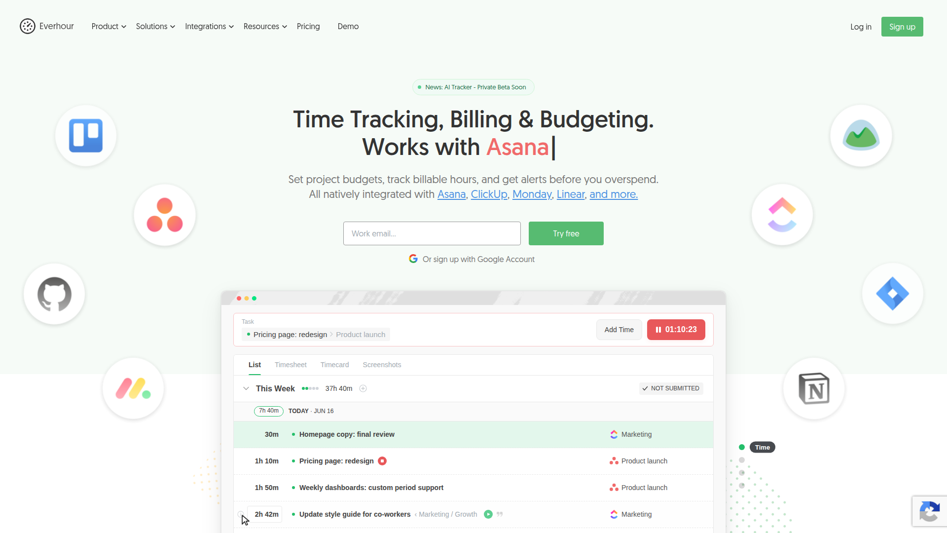 Everhour screenshot