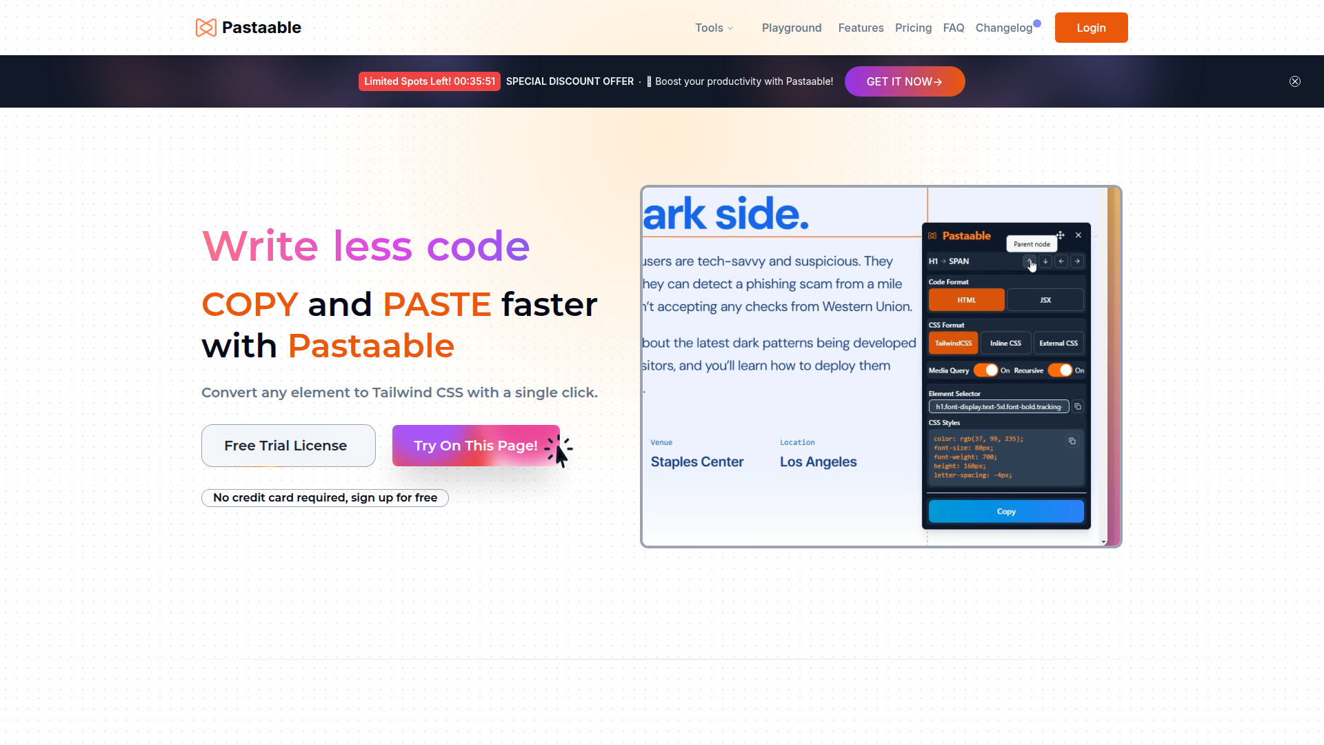 Pastaable screenshot