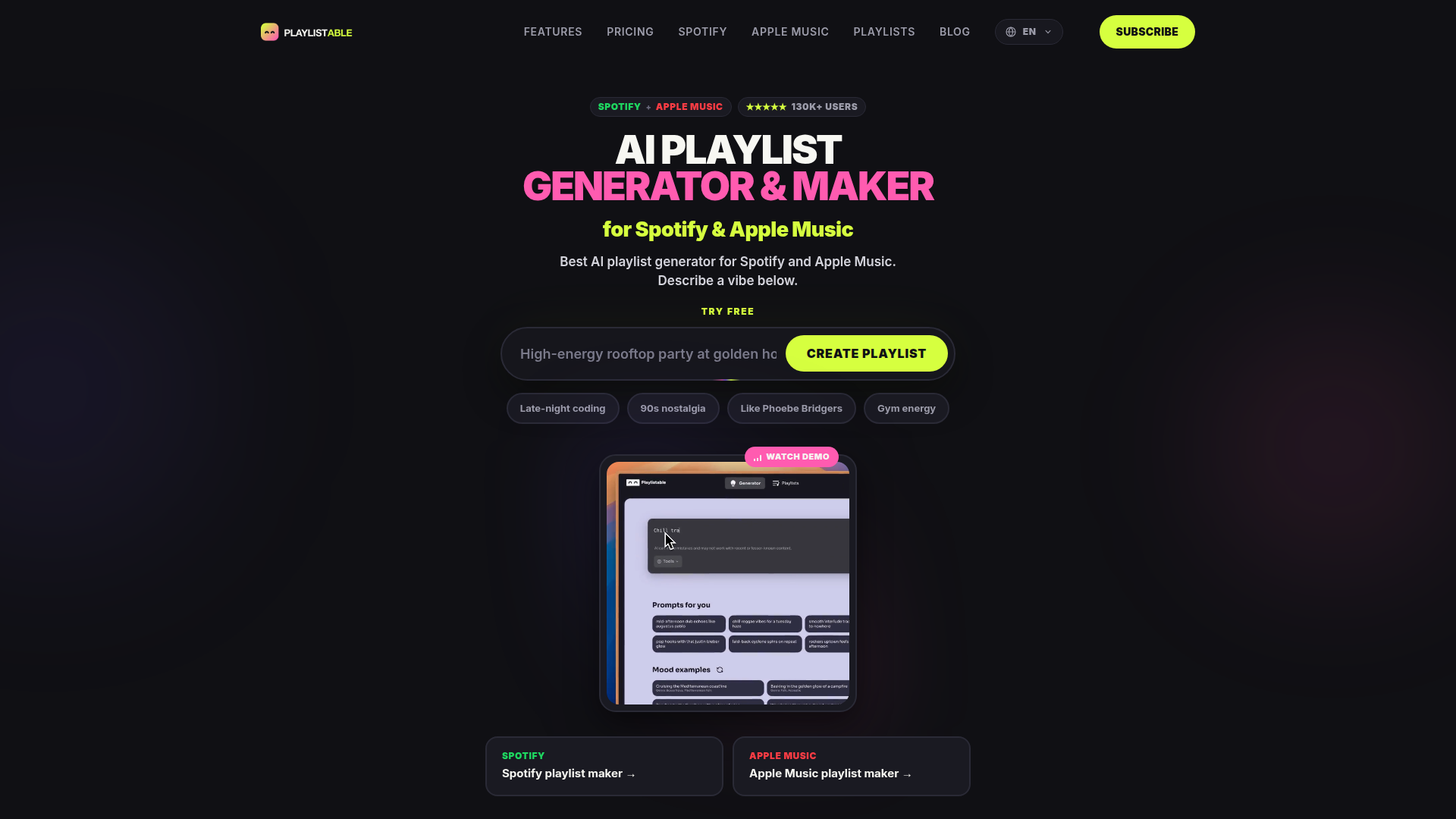 Playlistable screenshot