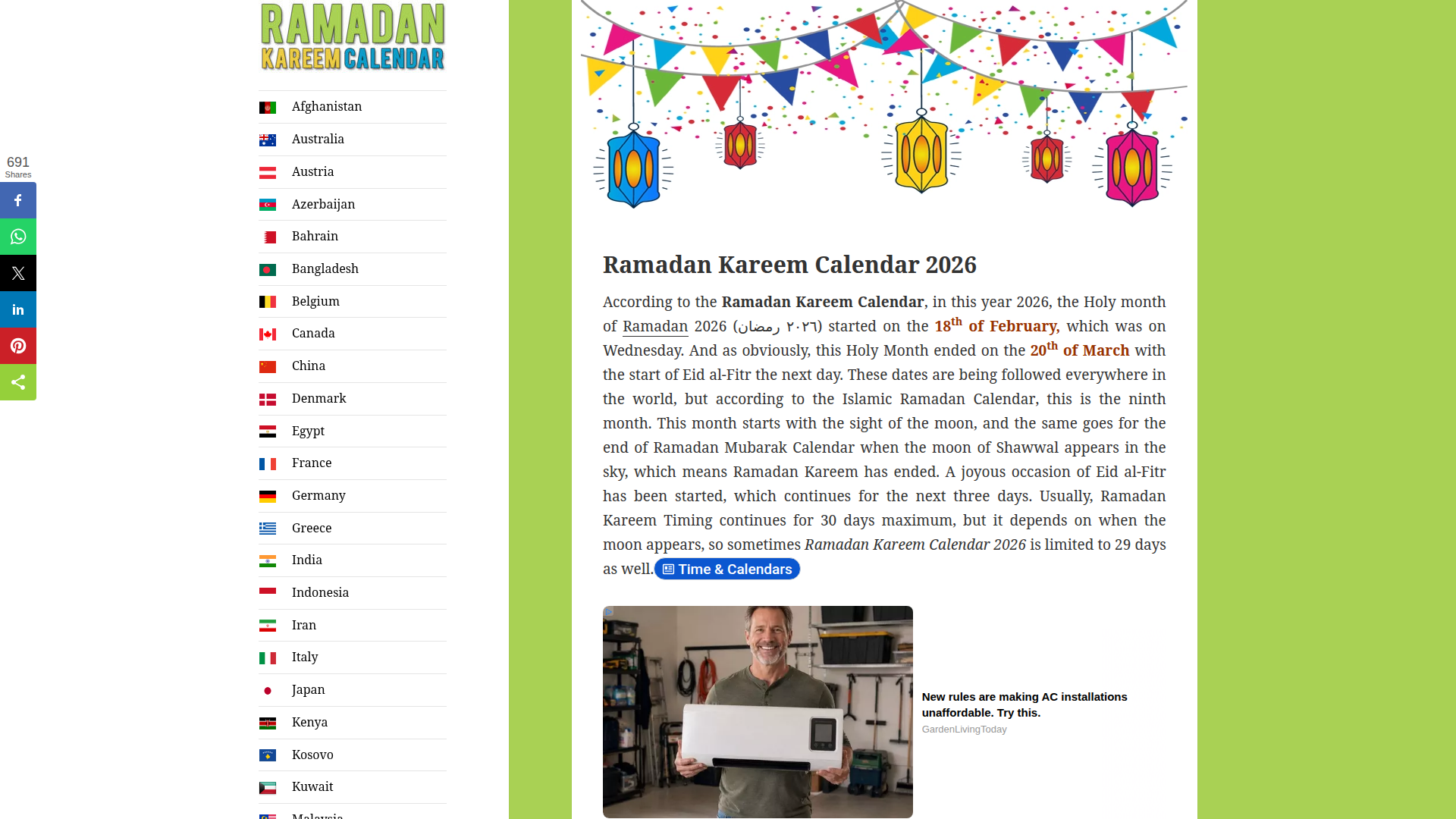 Ramadan Kareem Calendar screenshot