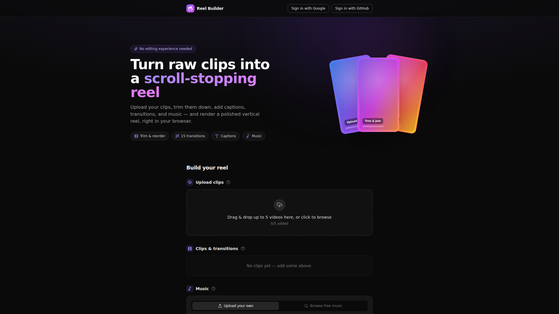 ReelStitch screenshot