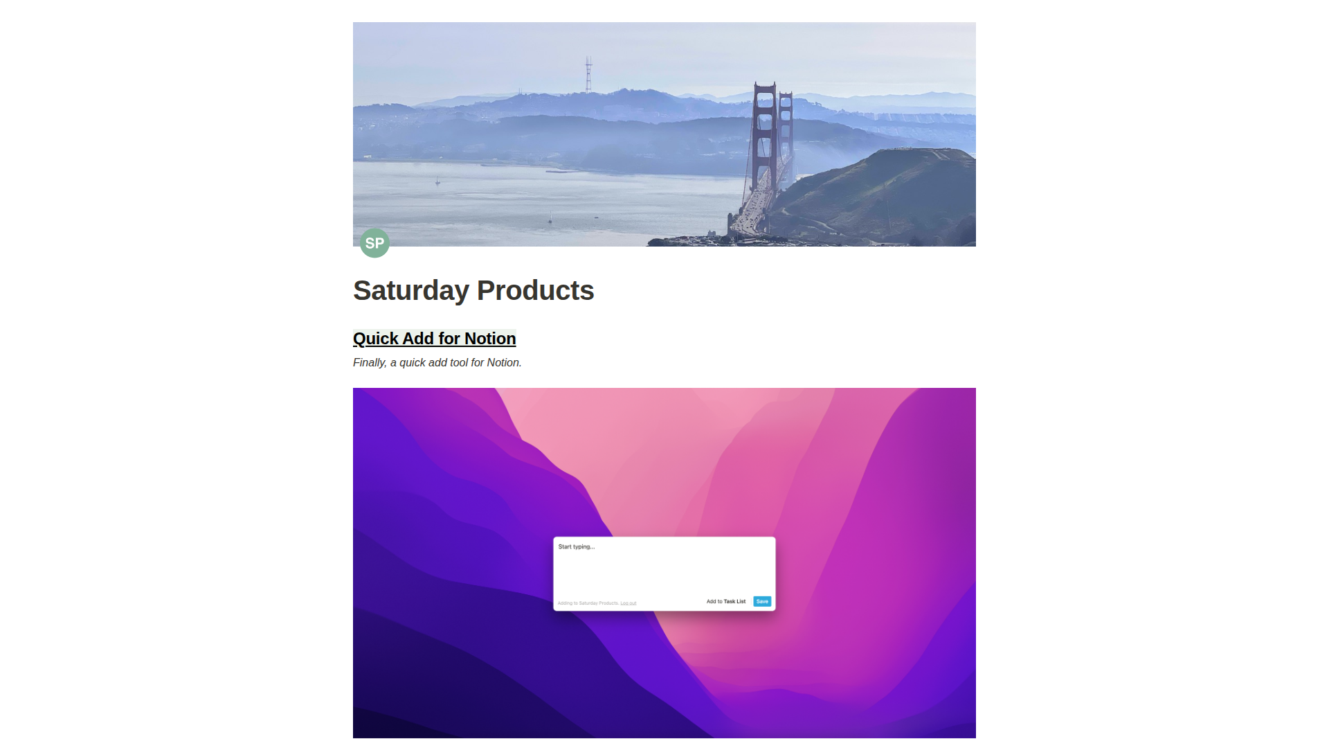 Saturday Products screenshot