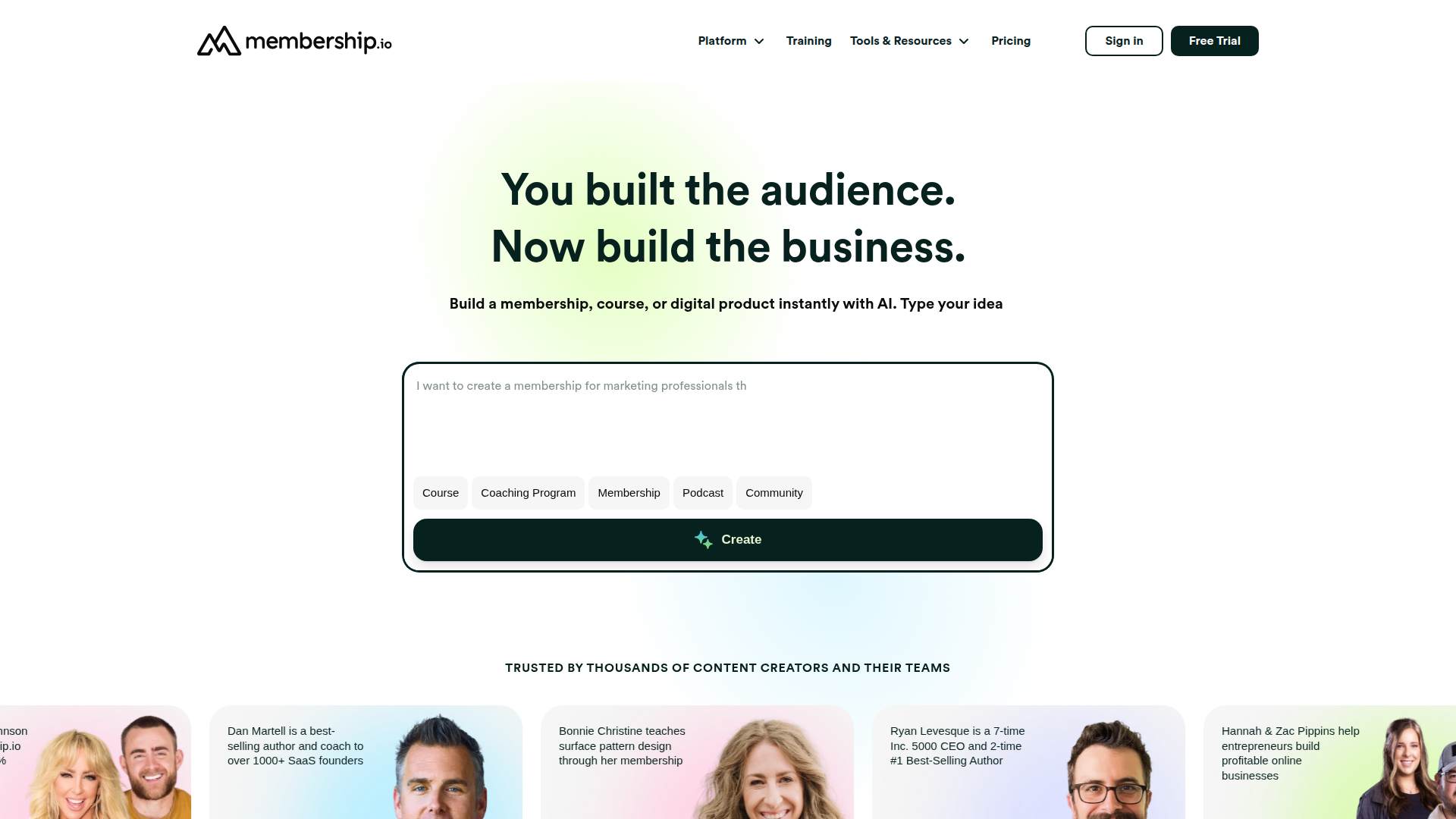 Membership.io screenshot