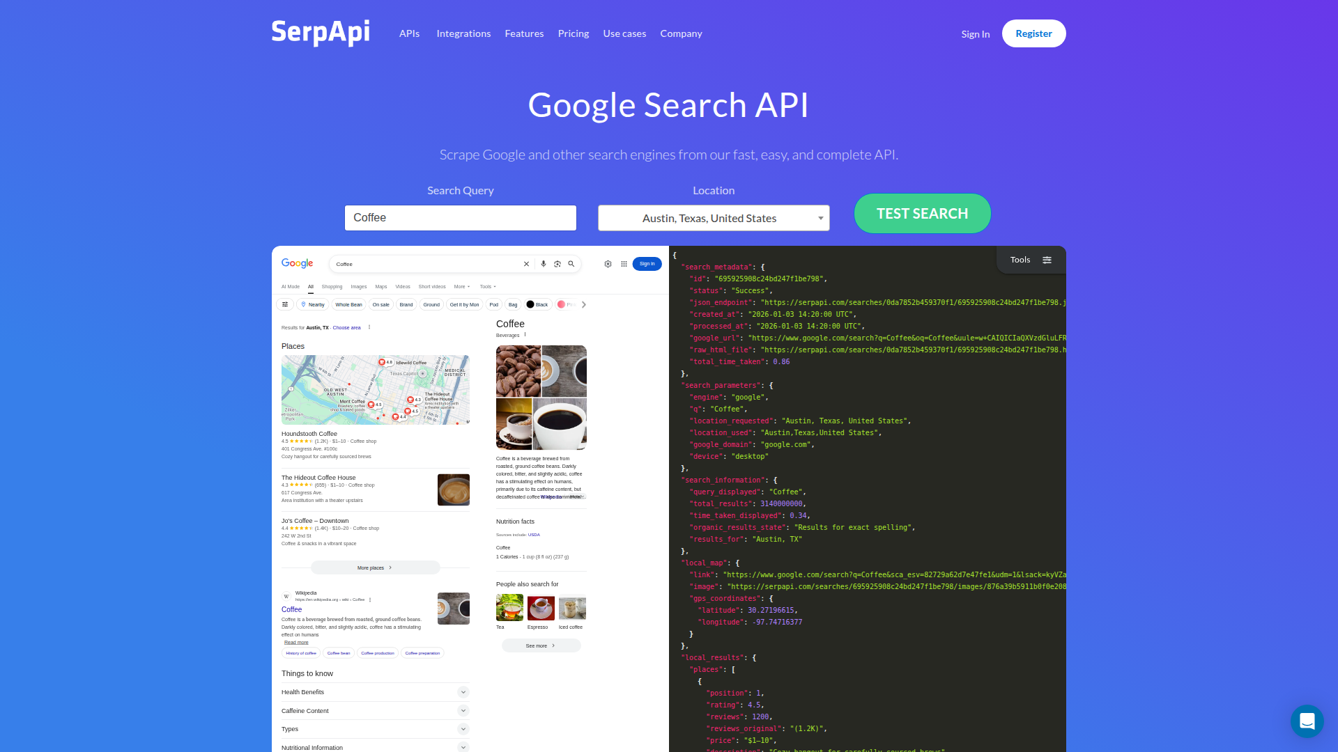 SerpApi screenshot