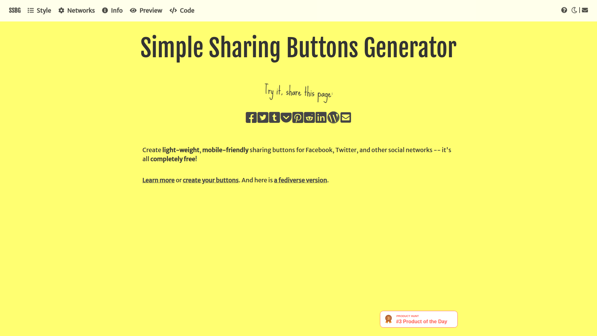 Simple Sharing Buttons Generator screenshot