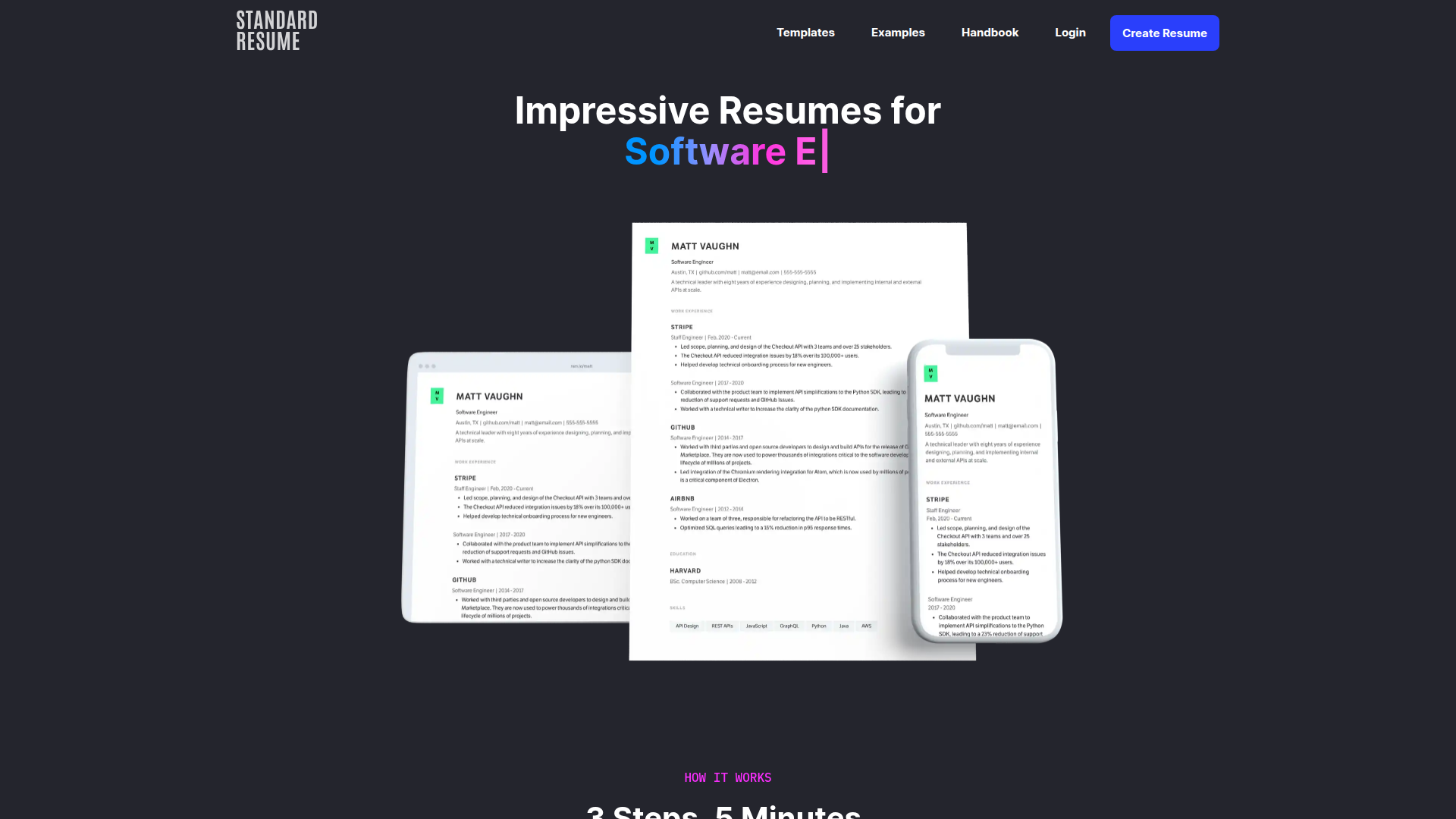 Standard Resume screenshot