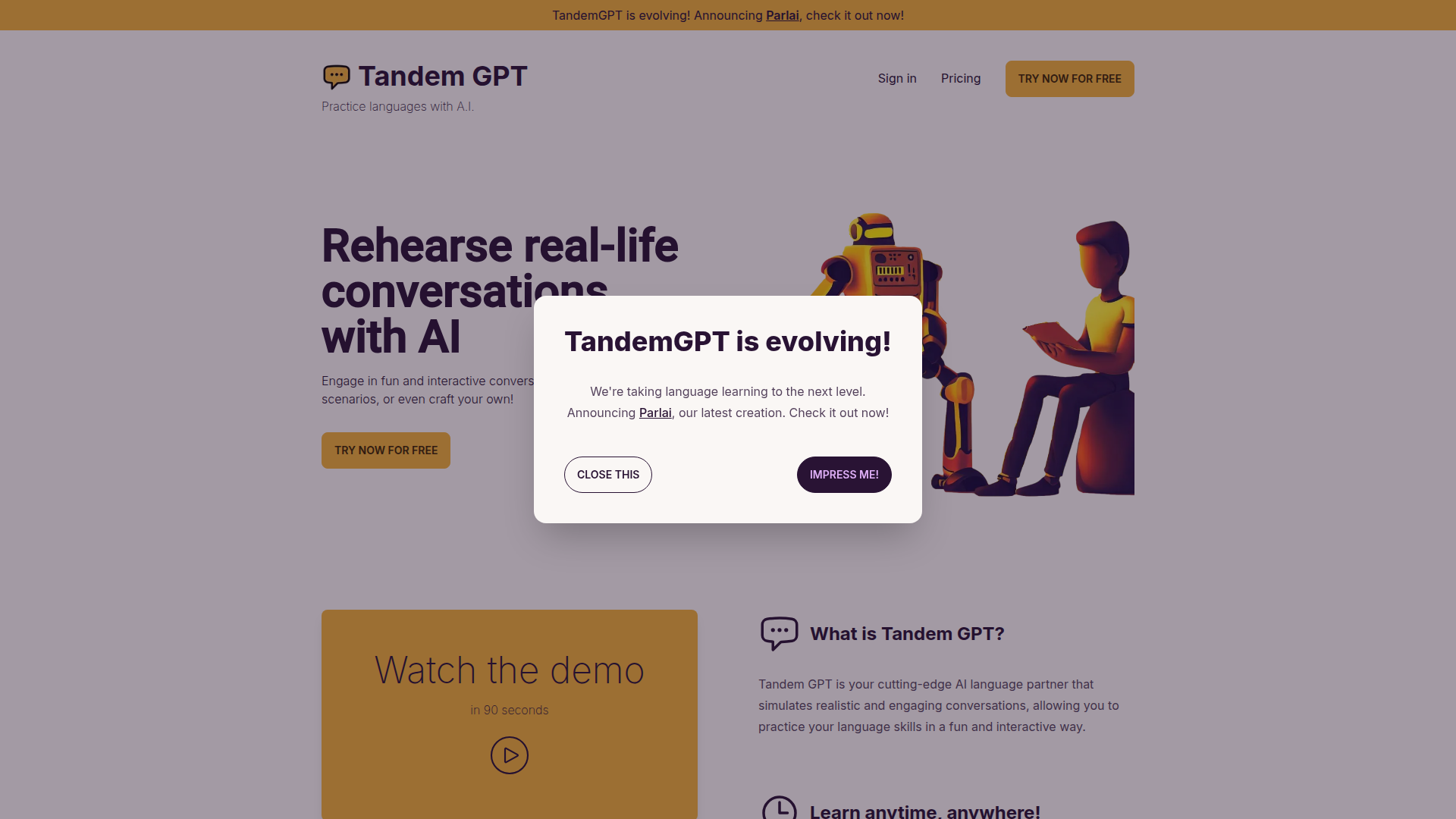 Tandem GPT screenshot