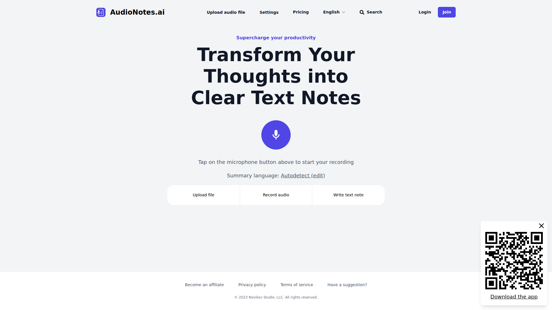 AudioNotes.ai screenshot