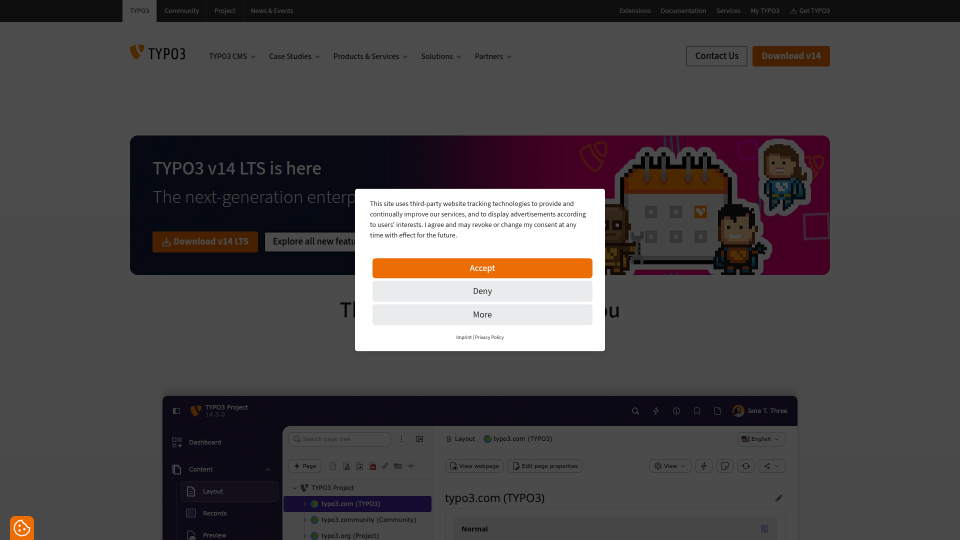 TYPO3 screenshot
